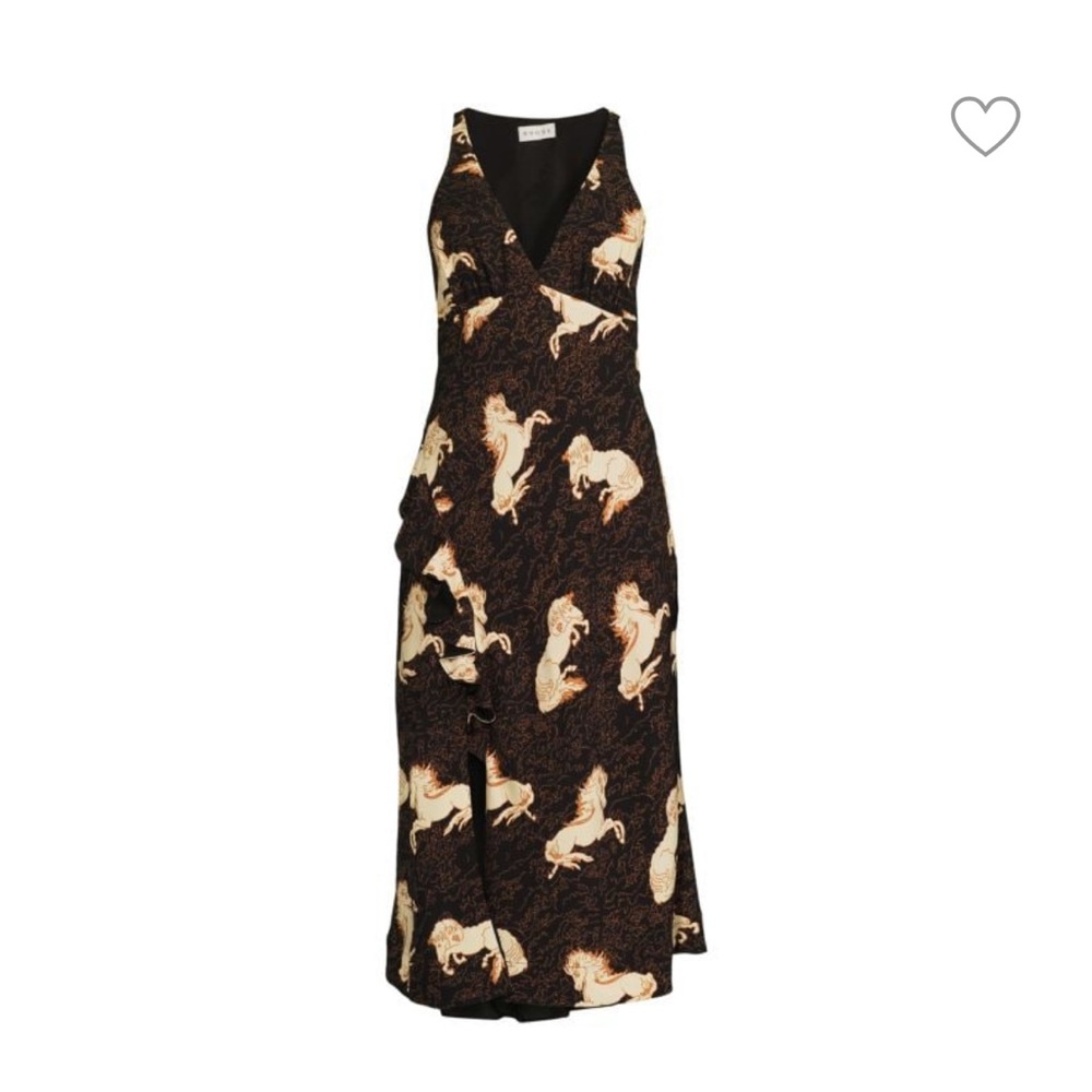 Rhode Irvetta Ruffle Midi Sheath Dress Color: SHETLAND PONY NWT size medium